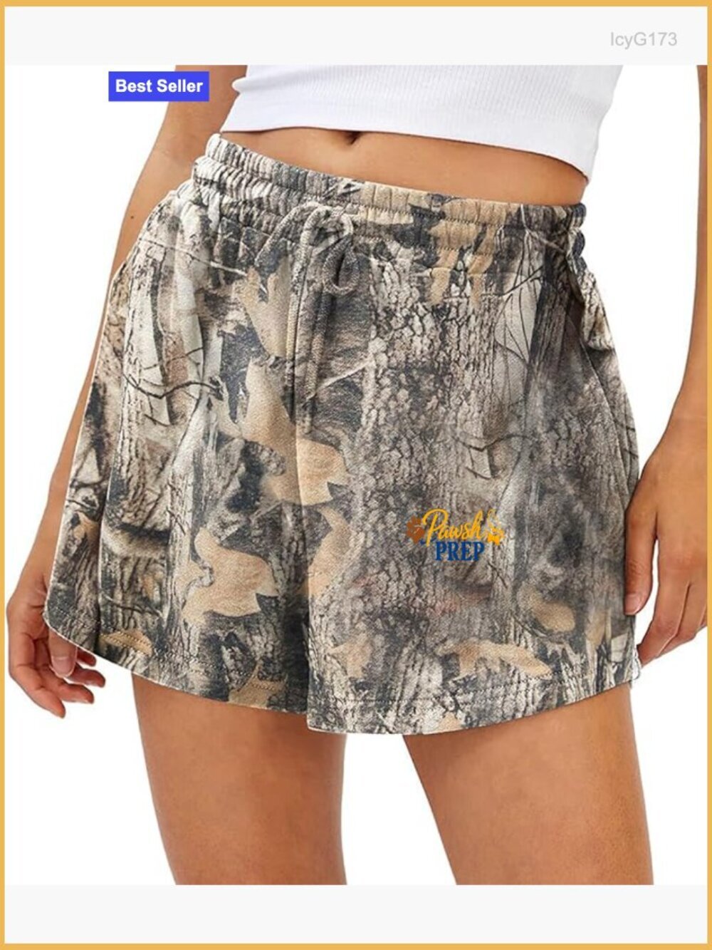 Women Camo Sweat Shorts Drawstring Elastic Waist Lounge Athletic Shorts with